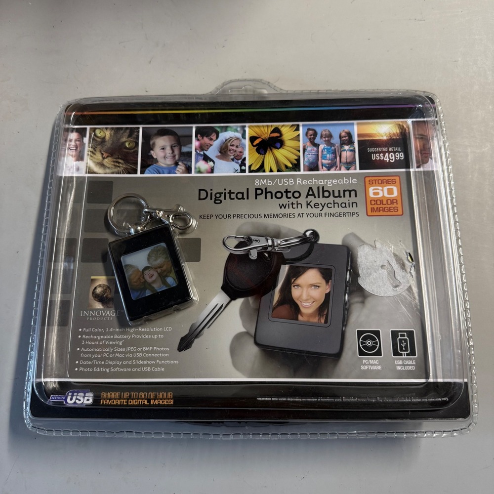 Innovage Digital‎ Photo Album Keychain 1.4" LCD 8MB Stores 60 Photos Black New